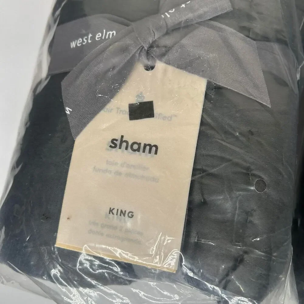 New 2 ( two ) West Elm grey king quilted shams